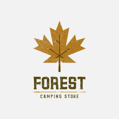 Logo Template for a Camping Store with a Leaf Clipart 