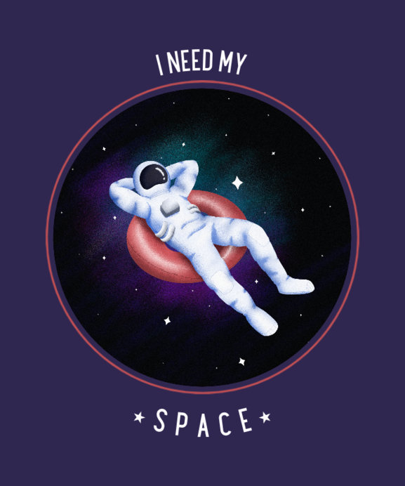 T-Shirt Design Template with the Illustration of a Relaxed Astronaut
