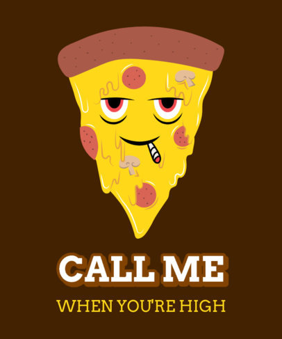 Cannabis Culture T-Shirt Design Maker Featuring a Pizza Character Smoking