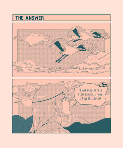 T-Shirt Design Template Featuring Landscape and a Character Illustrations