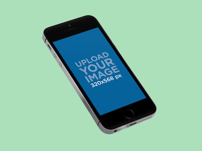 Angled Black iPhone SE in Portrait Position Over a Transparent Background a12181