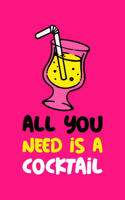 T-Shirt Design Template with Funny Cocktail Quotes