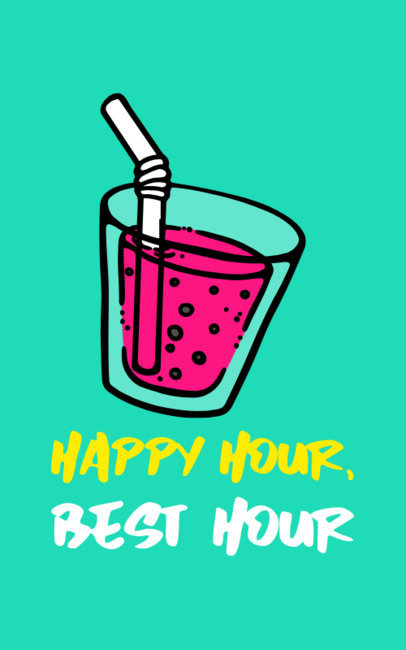 Fun T-Shirt Design Template with a Cocktail Illustration