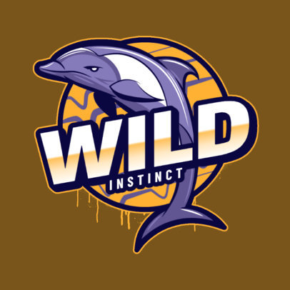 Emblem Logo Template Featuring an Aggressive Dolphin 2975v