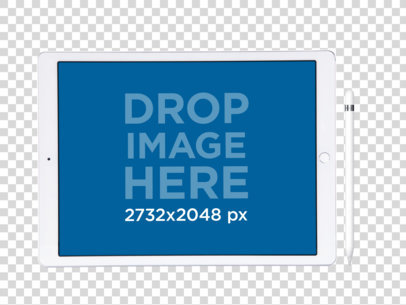 iPad Pro in Landscape Position Over a Transparent Background Mockup