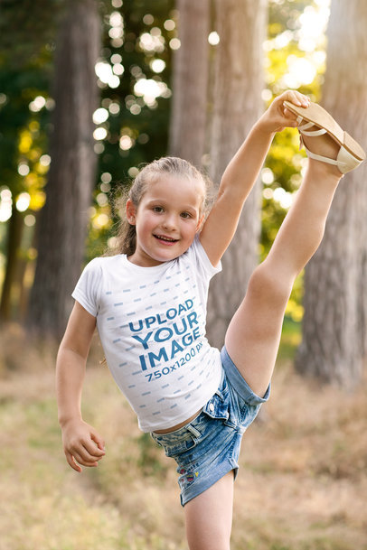 T-Shirt Mockup of a Girl Doing a Standing Split