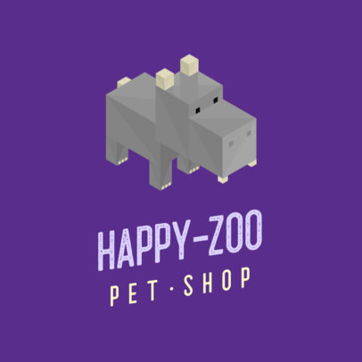 Logo Template Featuring an Isometric Hippopotamus Graphic