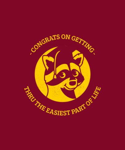 T-Shirt Design Template Featuring Graduation Animal Graphics