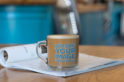 Coffee Mug Mockup of a Clear Glass Mug