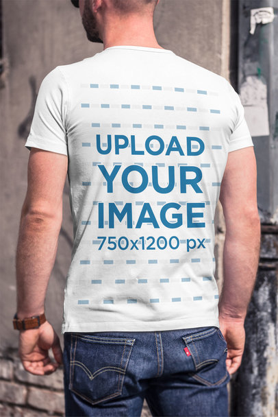 Mockup of the Back of a Man Wearing a T-Shirt