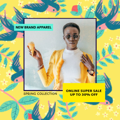 Instagram Post Maker for a Spring Online Sale Featuring Birds Illustrations