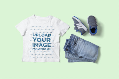 T-Shirt Mockup Featuring a Kid's Outfit 