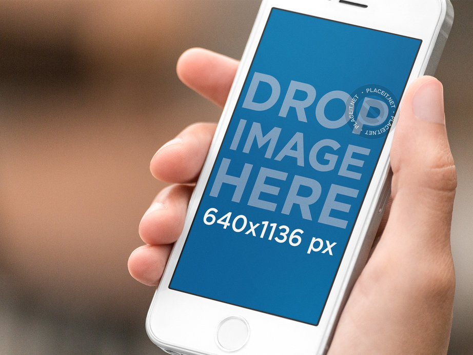 Angled iPhone SE Mockup in a Woman's Hand