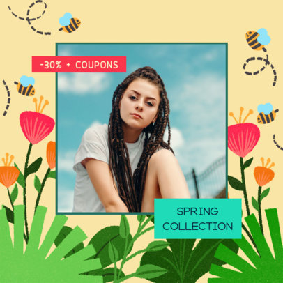 Instagram Post Maker for Fashion Promos Featuring Spring Illustrations 