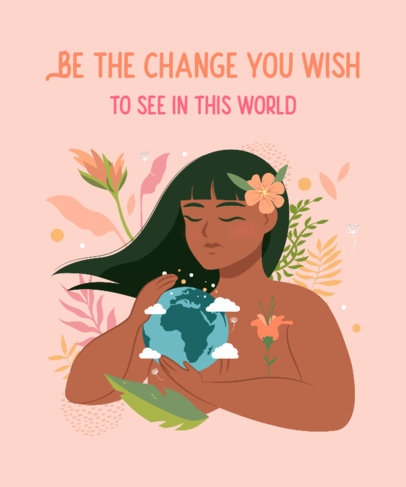 Earth Day T-Shirt Design Maker with a Woman Surrounded by Flowers
