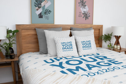 Duvet Mockup Featuring Two Squared Pillows 31321