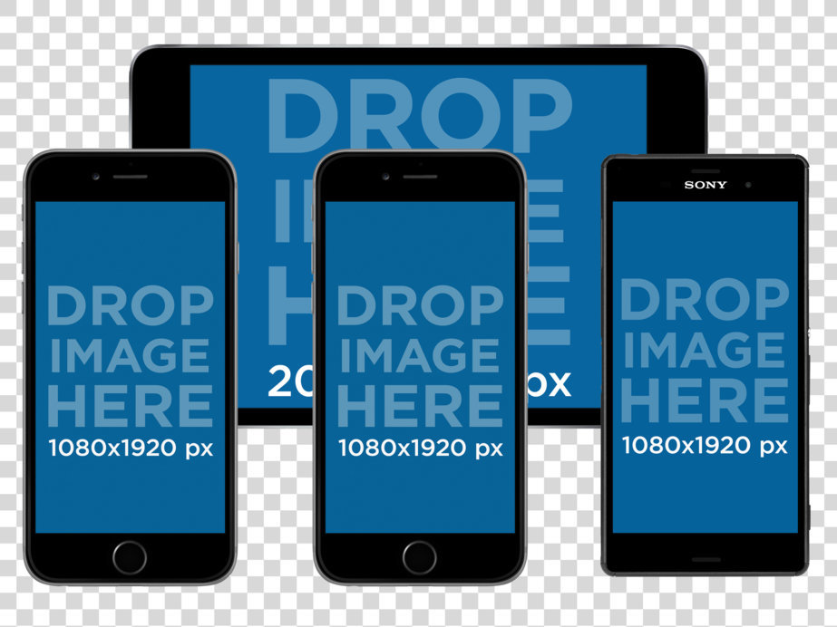 iPad + iPhone 6 + iPhone 6 Plus + Android Phone Set Mockup