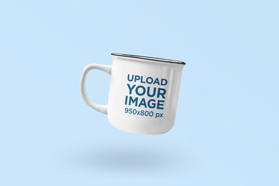 Mockup of a Floating Enamel 11 oz Mug with Customizable Features 2938-el1