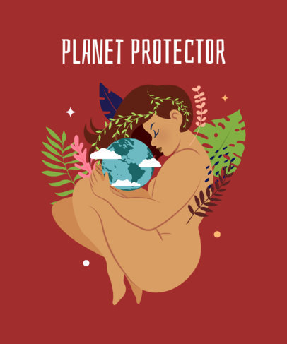 T-Shirt Design Maker with a Woman Hugging Planet Earth