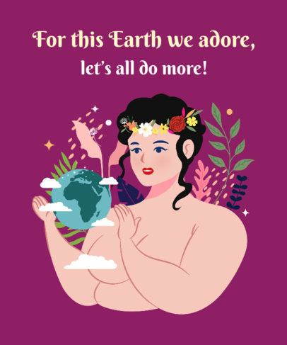 T-Shirt Design Maker for Earth Day with a Woman Referencing Mother Nature