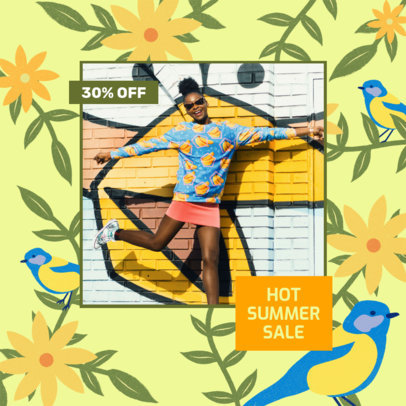 Summer Instagram Post Maker Featuring Flower Illustrations