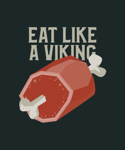 Viking T-Shirt Design Template Featuring a Raw Meat Graphic