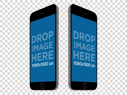 Angled Black iPhones Mockup Over a Background in Portrait Position