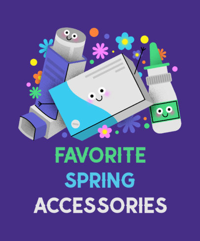 Spring T-Shirt Design Maker Featuring Cute Illustrated Allergy Medications 