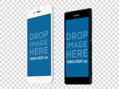 iPhone 6 and Android Phone Set Mockup in Portrait Position