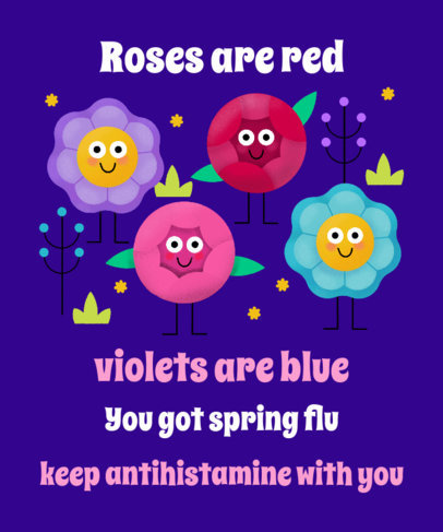 Spring T-Shirt Design Generator With a Funny Allergy Quote and Illustrated Flowers