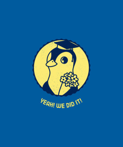 T-Shirt Design Template Featuring a Penguin on Its Graduation Day