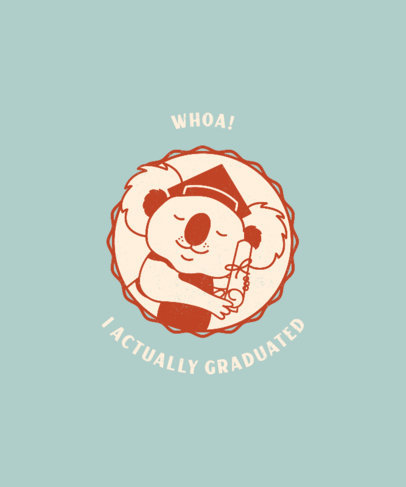 Graduation Day T-Shirt Design Generator Featuring a Koala with a Diploma
