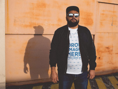 Plus Size T-Shirt Mockup Featuring a Cool Hispanic Guy