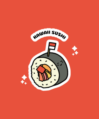 T-Shirt Design Template with a Kawaii-Style Sushi Graphic