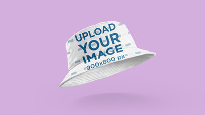 Mockup of a Bucket Hat Floating Over a Customizable Surface