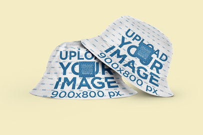 Mockup of Two Sublimated Bucket Hats 