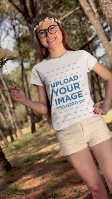 T-Shirt Video of a Woman Celebrating Spring