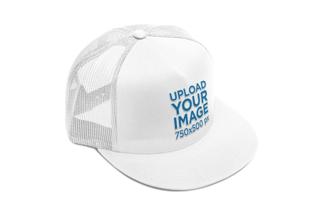 Trucker Hat Mockup Featuring a Plain Background 