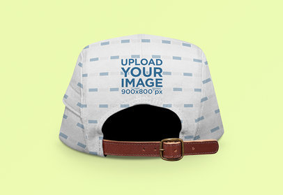 Back-View Mockup of a 5-Panel Hat with a Customizable Background