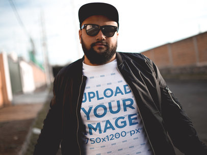 Round Neck T-Shirt of a Cool Guy with Sunglasses