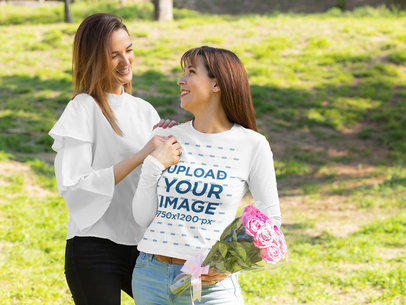 Long-Sleeve Tee Mockup of a Mom and Daughter at the Park 