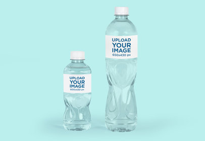 Mockup Featuring Two Water Bottles Placed Against a Solid Color Background 3080-el1