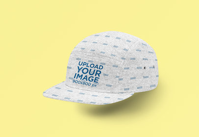 Mockup of a 5-Panel Hat Floating Over a Plain Surface