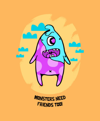 T-Shirt Design Maker Featuring a Friendly Monster Illustration 425c-el1