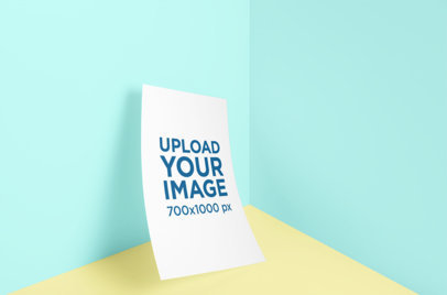 Mockup of a Poster Placed on the Corner of a Wall 