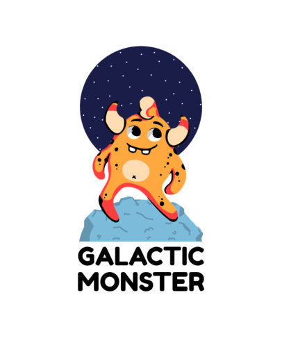 T-Shirt Design Template for Kids with Galactic Monster Illustrations