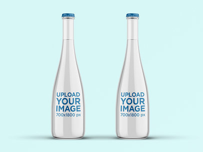Mockup of Two Tall Glass Water Bottles