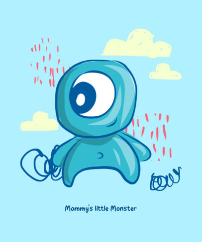 Cute T-Shirt Design Generator Featuring a Happy Baby Monster Illustration