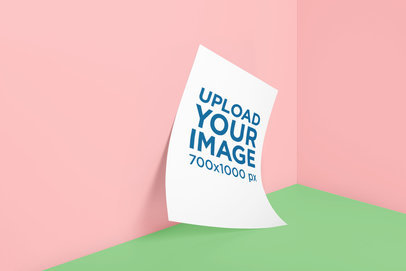 Mockup of an A4 Poster Leaning on a Wall