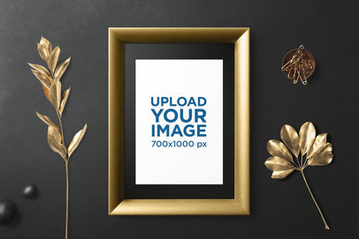 Letterhead Mockup of a Golden Frame Surrounded by Shiny Ornaments 3163-el1